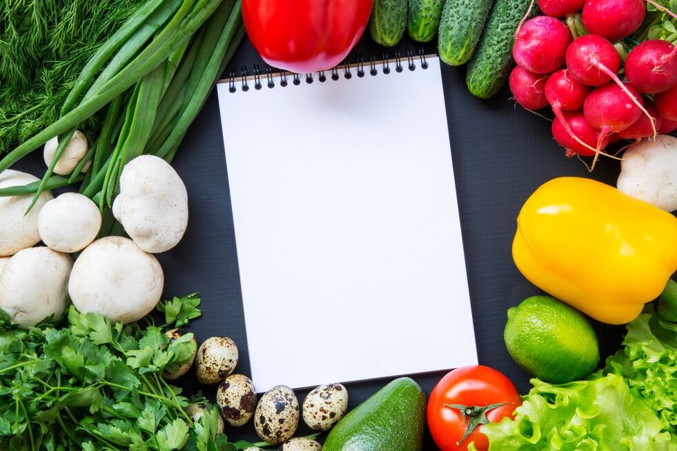 Tagebuch von Gemüse und Lebensmitteln zum Abnehmen