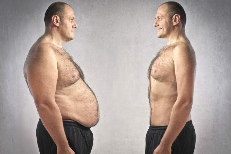 Foto eines Mannes vor und nach dem Abnehmen